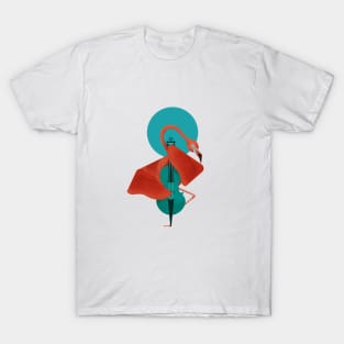 Cello Flamingo | Coral Pink and Aqua Green Color Palatte T-Shirt